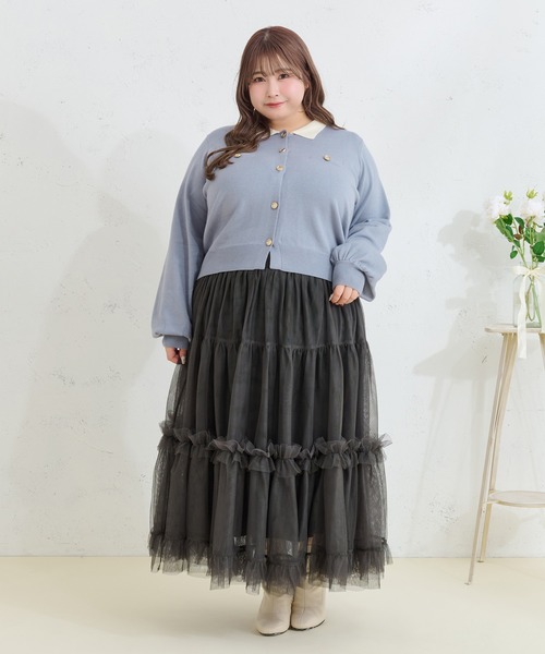 Louiosy ルオシー　フリルティアードチュールスカート　XL Louiosy（ルオシー） スカート 「大きいサイズ」フリルティアード