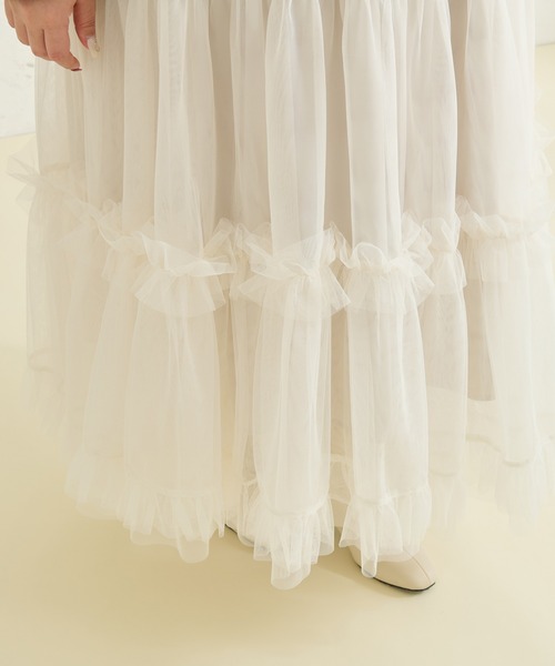 Louiosy ルオシー　フリルティアードチュールスカート　XL Louiosy（ルオシー） スカート 「大きいサイズ」フリルティアード