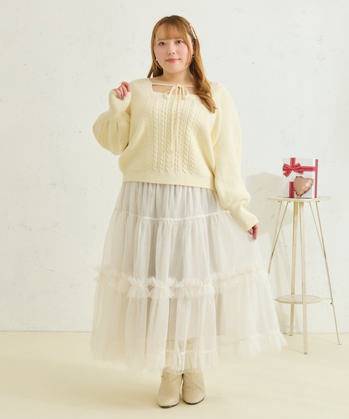 Louiosy ルオシー　フリルティアードチュールスカート　XL Louiosy（ルオシー） スカート 「大きいサイズ」フリルティアード
