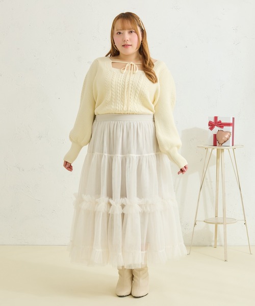 Louiosy（ルオシー） スカート 「大きいサイズ」フリルティアード