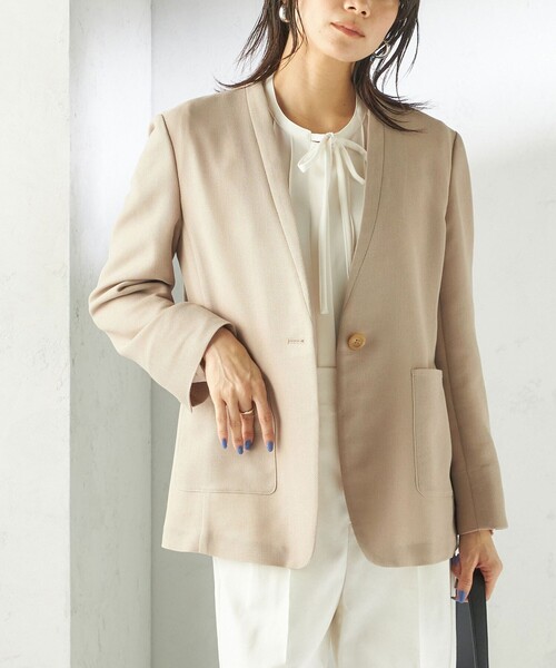 極美品 SHIPS Lanefortyfive ノーカラージャケット ウール SHIPS（シップス） ジャケット ノーカラージャケット 「手洗い可能
