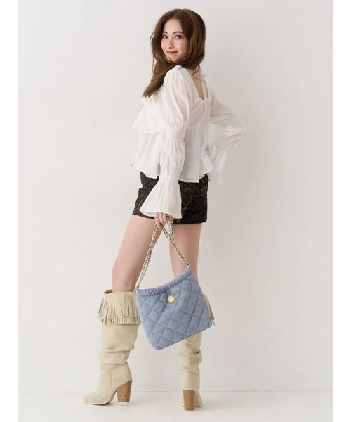 ショルダーバッグ バッグ 「500mlペットボトル収納可」フェイクスウェードキルティングショルダーBAG レディース