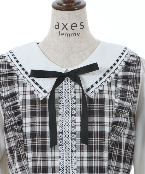 「axes femme POETIQUE」 長袖ワンピース MEDIUM ワイン レディース_画像7