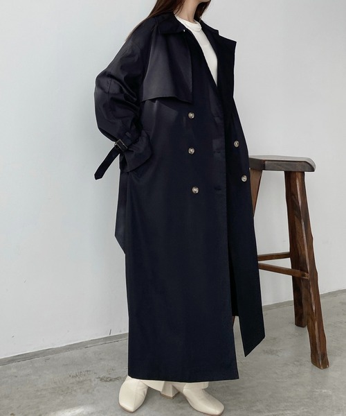 「callautia」 トレンチコート SMALL ダークグリーン レディース_画像4