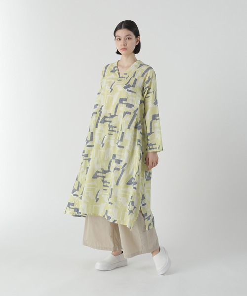 「Plantation」 長袖ワンピース M size ライトグリーン レディース