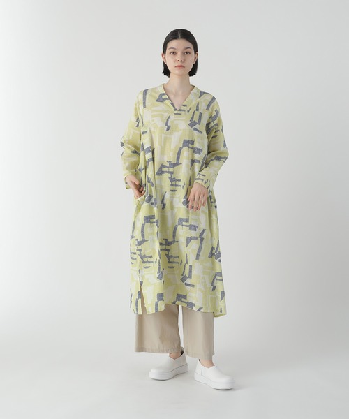 「Plantation」 長袖ワンピース M size ライトグリーン レディース_2