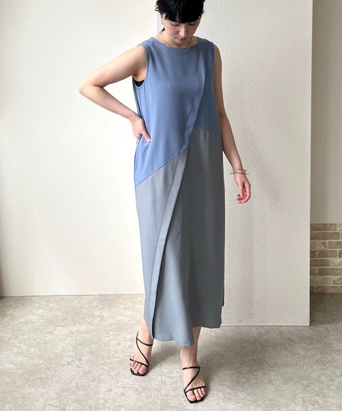 「LHELBIE」 ノースリーブワンピース M ブルー レディース_画像2