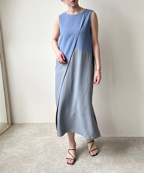 「LHELBIE」 ノースリーブワンピース M ブルー レディース_画像5