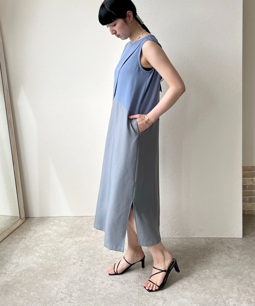 「LHELBIE」 ノースリーブワンピース M ブルー レディース_画像7