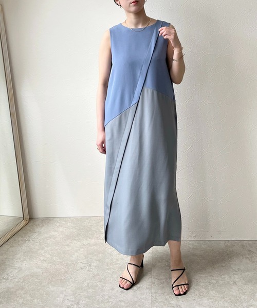 「LHELBIE」 ノースリーブワンピース M ブルー レディース_画像8