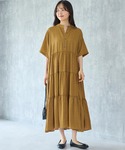 ワンピース 半袖 幾何学柄ティアードワンピース...の詳細画像3