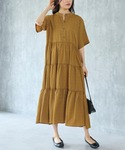 ワンピース 半袖 幾何学柄ティアードワンピース...の詳細画像4