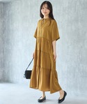 ワンピース 半袖 幾何学柄ティアードワンピース...の詳細画像5