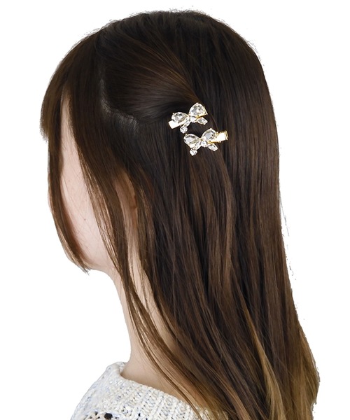 Zoule（ゾーラ） ヘアクリップ ゾーラ：bijou ribbon ビジュー リボン