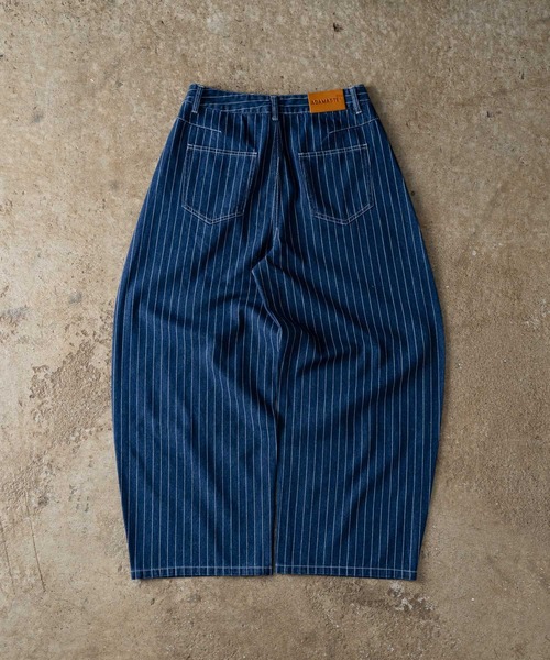 ADAMASTE ジーンズ Hickory Stripe Wide Curve Denim Pants