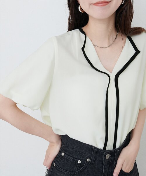 「natural couture」 半袖ブラウス FREE オフホワイト レディース_画像2