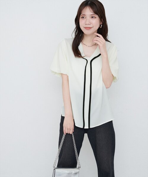 「natural couture」 半袖ブラウス FREE オフホワイト レディース_画像4
