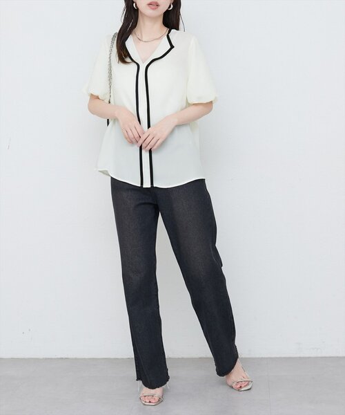 「natural couture」 半袖ブラウス FREE オフホワイト レディース_画像5
