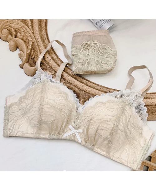 Lace Ladies ブラジャー ショーツセット ノンワイヤー ブラ