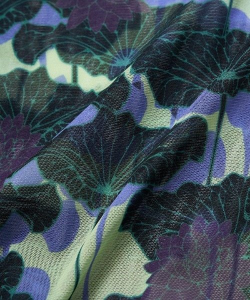tシャツ FLORAL STRECH TULL H/S TOP レディース Tシャツ レディース 春秋冬 長袖 ロング丈 丸首 ドロショル