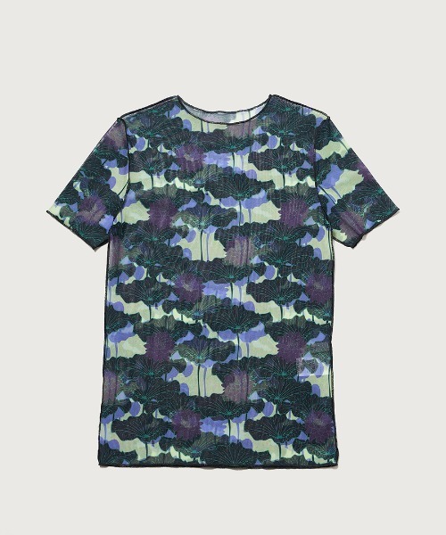tシャツ FLORAL STRECH TULL H/S TOP レディース Tシャツ レディース 春秋冬 長袖 ロング丈 丸首 ドロショル