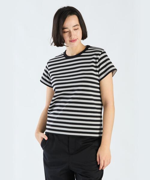 agnes b.（アニエスベー） tシャツ 細ボーダー コットン 半袖Tシャツ