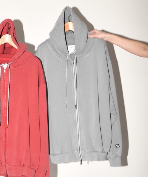 SUPERTHANKS トレーナー スウェット 「オーバーダイ加工」ジップ