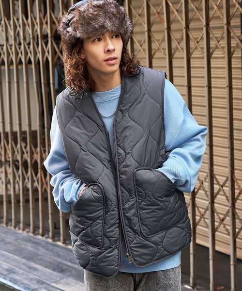 ベスト ジレ Buyer's Select/ファーフリース×キルトリバーシブルベスト