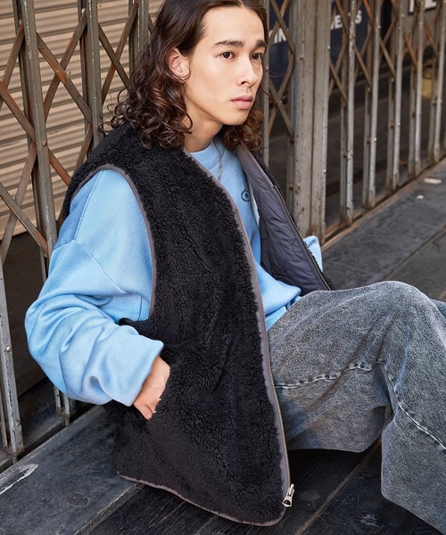ベスト ジレ Buyer's Select/ファーフリース×キルトリバーシブル