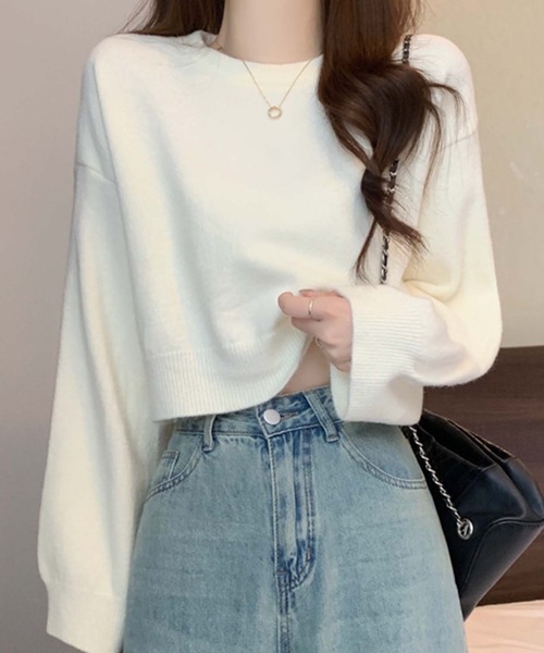 本日掲載終了【未使用】ANAYI ネイビー クロップドニットセーター 36 セミクロップドニット(ブルー) | レディースファッション通販 - DHOLIC