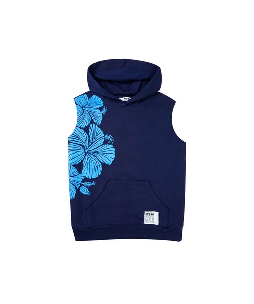 MSGM KIDS スウェット ハイビスカス ノースリーブスウェットパーカー 