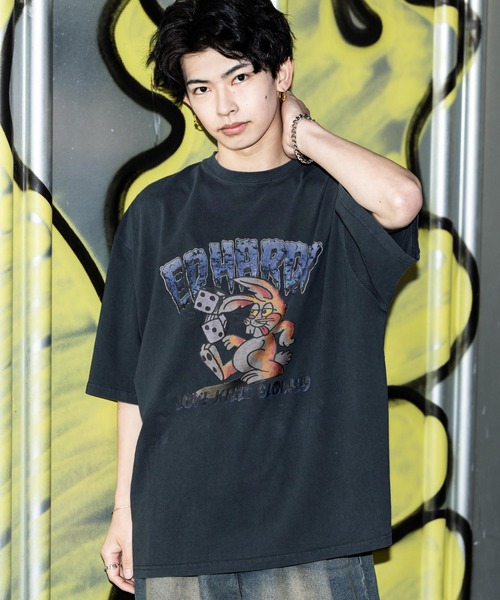 Ed Hardy（エド・ハーディー） tシャツ ピグメント加工ロックプリント