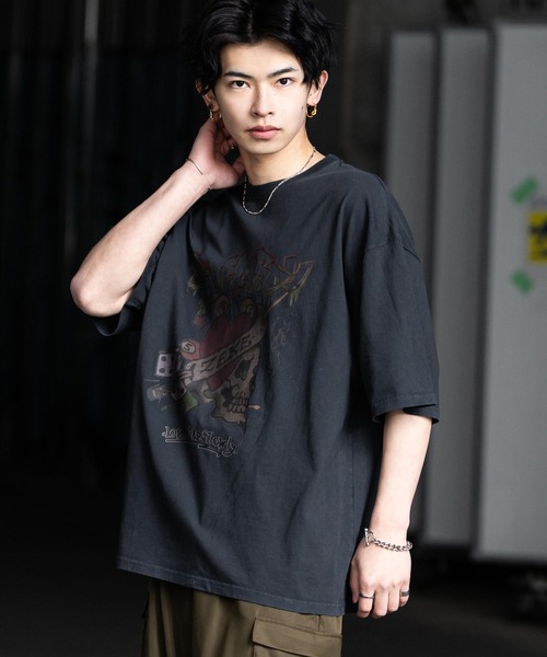 Ed Hardy（エド・ハーディー） tシャツ ピグメント加工ロックプリント