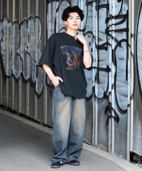 Ed Hardy（エド・ハーディー） tシャツ ピグメント加工ロックプリント