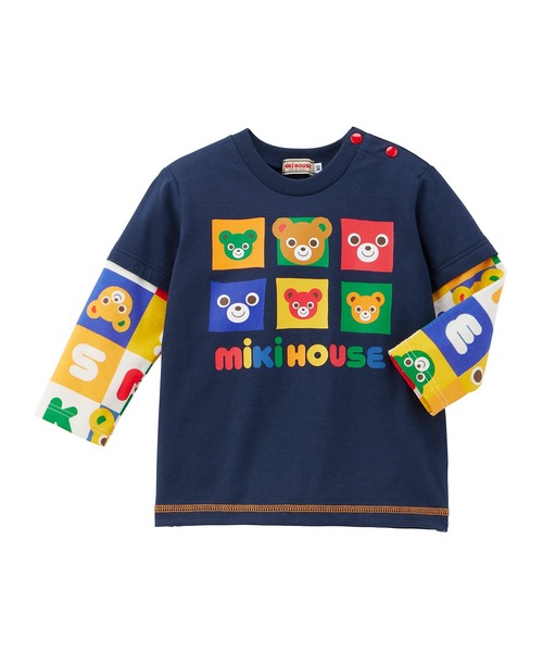 MIKI HOUSE tシャツ パズルブロックプッチー長袖Tシャツ キッズ 子供