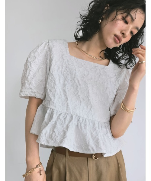 新品 未使用ペプラムシャツトップス OPAQUE.CLIP tシャツ ペプラムトップス「UV/吸水速乾/洗濯機洗い