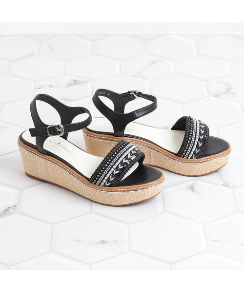 TOMS ★ 厚底 ダイアナ ミュール バックル ウェッジ サンダル artemis by DIANA サンダル ビーズモチーフ厚底ウェッジサンダル