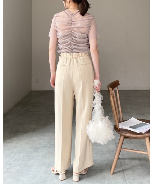 She's Closet tシャツ シャーリングシースルーカットソー シアー半袖