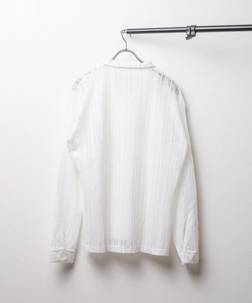 ブラウス シャツ 「69」レギュラーカラー レースシアー長袖シャツ レディース メンズ ARCHIVER ブラウス シャツ 「69」レギュラーカラー レースシアー