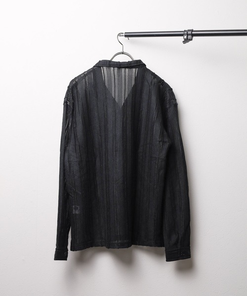 ブラウス シャツ 「69」レギュラーカラー レースシアー長袖シャツ レディース メンズ ARCHIVER ブラウス シャツ 「69」レギュラーカラー レースシアー