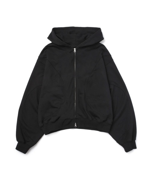 Noen ショートリブラインダブルジップフーディー Noen パーカー ショートリブラインダブルジップフーディー