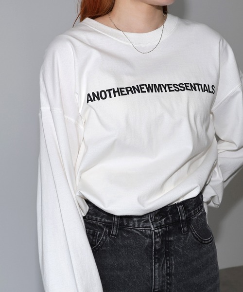 MEDM 新作 半袖Tシャツ ロゴ プリント 大人気 男女兼用 ロング ロゴプリント紐ロングTシャツ（男女兼用）