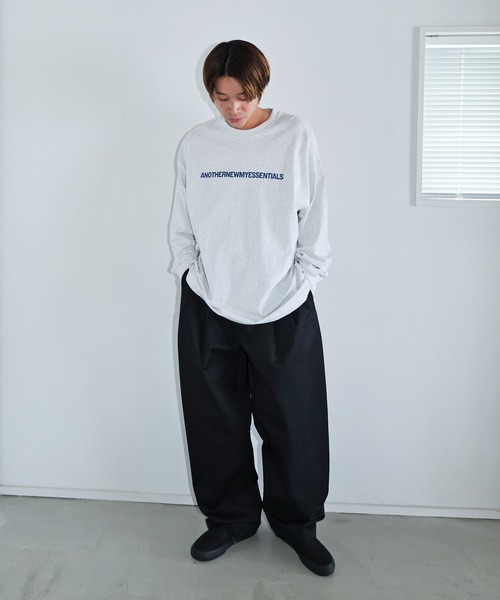 MEDM Tシャツ 長袖 ロゴ プリント シンプル スウェット 男女兼用 ANME tシャツ ANOTHERロゴプリント長袖Tシャツ レディース