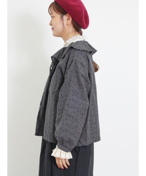 Samansa Mos2 ブラウス シャツ 「Slow linen」柄アソートフリル