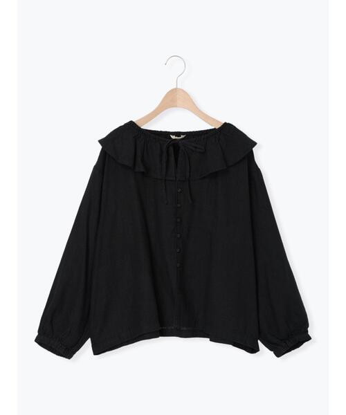Samansa Mos2 ブラウス シャツ 「Slow linen」柄アソートフリル