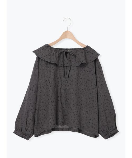 Samansa Mos2 ブラウス シャツ 「Slow linen」柄アソートフリル