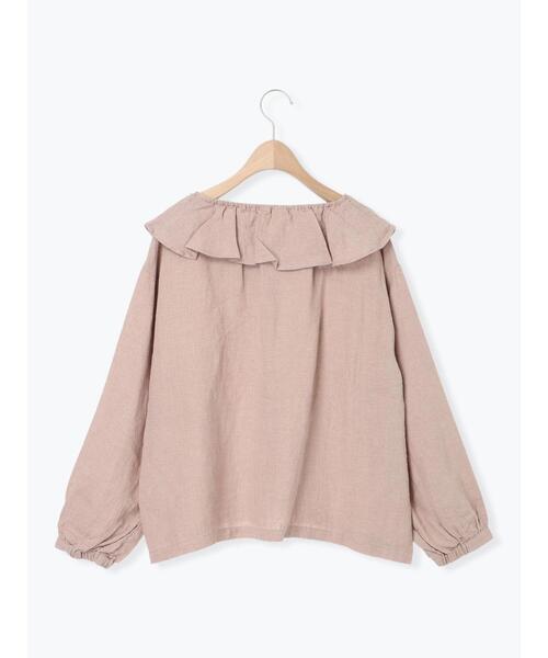 Samansa Mos2 ブラウス シャツ 「Slow linen」柄アソートフリル