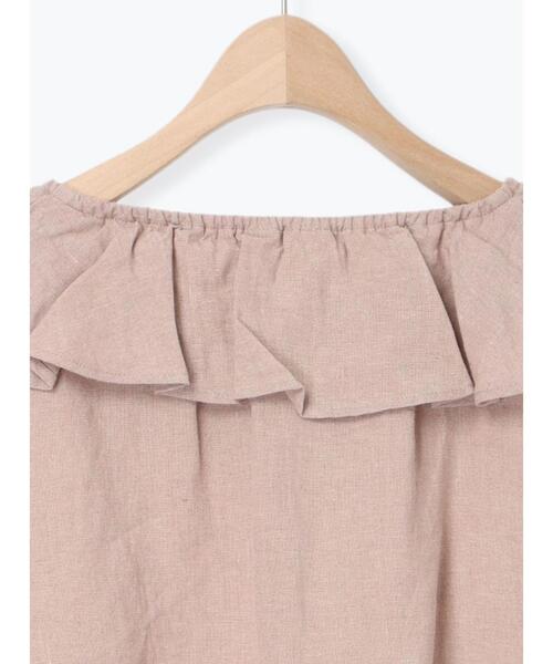 サマンサモスモス☆【slow linen】柄アソートフリルブラウス(ピンク) Samansa Mos2 ブラウス シャツ 「Slow linen」柄アソートフリル