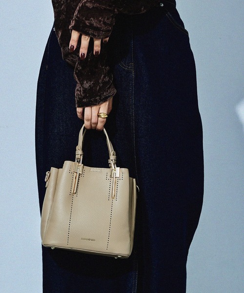 ハンドバッグ DOUBLE MINI HANDBAG HUNDRED ハンドバッグ パンチデザインハンドバッグ ミニ 2way