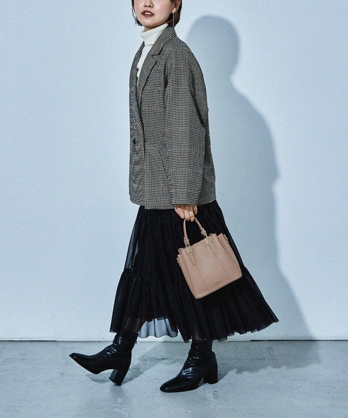 ハンドバッグ DOUBLE MINI HANDBAG DOUBLE POCKET FAUX LEATHER HAND BAG（ハンドバッグ）｜X-girl